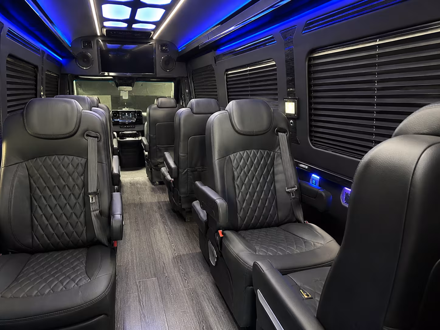 huntington beach 12 passenger sprinter van inside