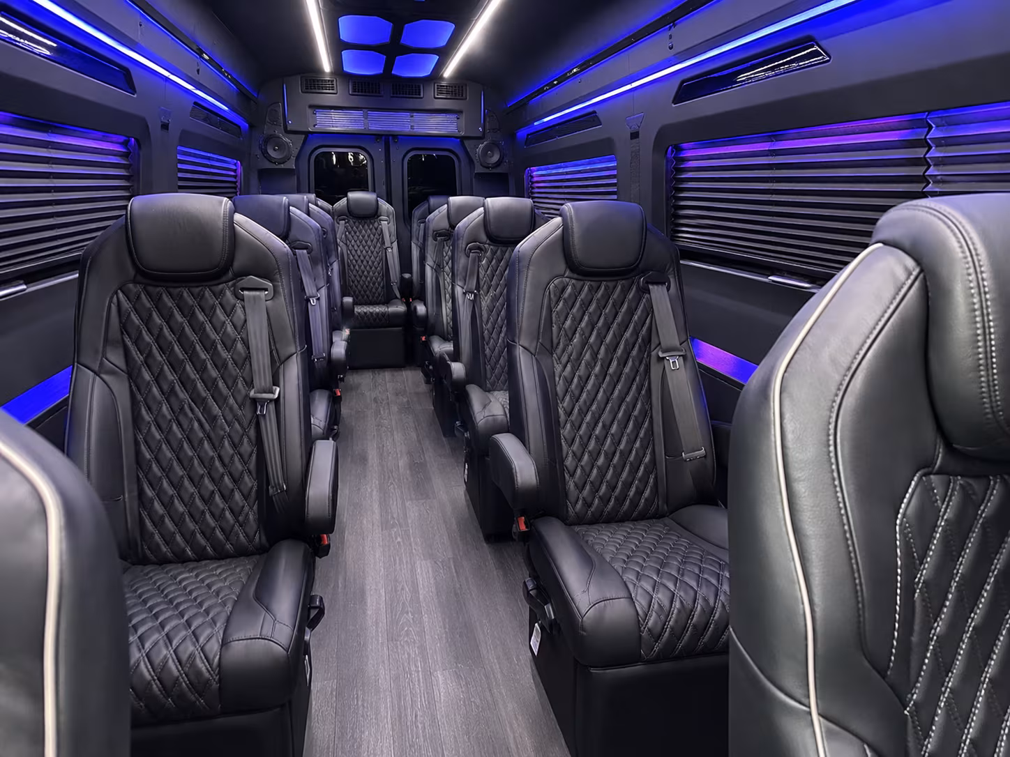 huntington beach 18 passenger sprinter van inside